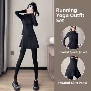 WANGGONGZHU | Princess Style Womens Running Sportswear Set Pilates Training Yoga Clothes Fashionable Long Pants Skirt Spring Summer New