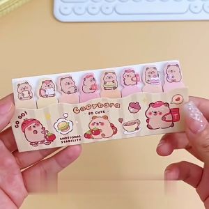 SK-A95 Sticky Notes Motif Capybara Lucu 8 Baris Pembatas Buku Karakter/Kertas Memo Kapibara Catatan