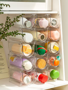 Creative Multi-Layer Transparent Cup Holder Dustproof Home Cabinet Insulated Mug Organizer Desk Top Storage Rack Plastic Material