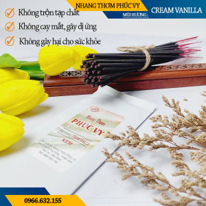 Nhang Thơm Phúc Vy Hương Cream Vanilla - Túi 39 Cây 28cm Ít Khói Thơm Nhẹ Dễ Chịu Không kích mũi
