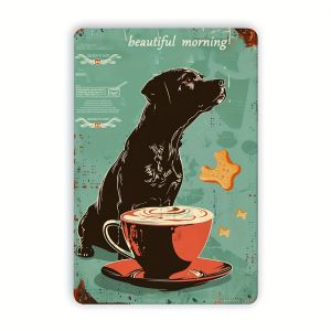 CIFbuy | Vintage Metal Tin Sign Dog Coffee Wall Art Retro 8x12 Inch Indoor Outdoor Bar Cafe Decor