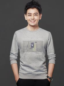 ROMON | Loose Fit Round Neck Long Sleeve Sweatshirt Casual Sporty Print T-Shirt Base Layer Shirt For Men Romon Brand Fashion Urban Style