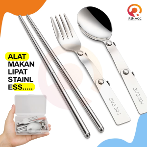 [RO ACC] NANVAN NVN-ST01 SET ALAT MAKAN LIPAT STAINLESS SUS304 - SENDOKGARPUSUMPIT LIPAT PORTABLE FOOD GRADE DENGAN KOTAK MINI GANTUNGAN TRAVEL