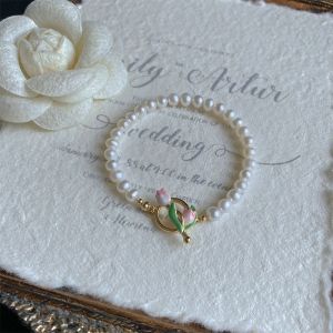 Elegant/Fairy Pearl Tulips Bracelet for Woman Friendship Beads Bracelet Accessories Jewelry Gift