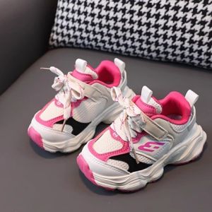 Leather Breathable Fashionable Sports Shoes for Girls And Boys Mesh Uppers Dad Shoes Spring Autumn Collection Kids Footwear