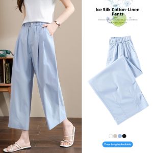 Womens Casual Cotton Linen Harlan Pants Thin Nine Points Slimming Small Size Loose Harlan Carrot Pants Summer Thin Model