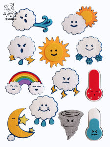 ป้ายบอกอากาศไมโครไฟเบอร์ DIY สำหรับเด็ก ป้ายบอกอากาศสำหรับเด็กอนุบาล อุปกรณ์การศึกษาเพื่อการเรียนรู้เกี่ยวกับสภาพอากาศ