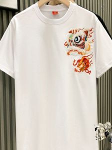 เสื้อยืดแขนสั้นผู้ชายคอตตอนแท้พิมพ์ลายเสือดาวฤดูร้อน ทรงหลวม สวมใส่สบาย เสื้อผ้าทำงาน แฟชั่นลำลอง สำหรับเยาวชน