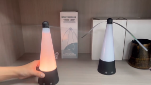 Fly Repellent Fan Outdoor USB Rechargeable Fan with LED Light Automatic Mosquito Trap Fly Destroyer Fly Catcher with Hook Safe Hanging & Desktop Dual-purpose for BBQ Picnic Parties