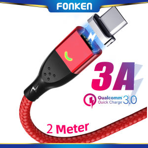 FONKEN 2M USB Type C Magnetic Cable Sync Data Transfer QC3.0 USB C Quick Charger Wire Magnet Fast Charging Mobile Phone