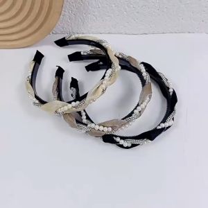 Bando Bandana Ulir Kepang Twist Mutiara Wanita Korea Headband Fashion Aksesoris Kepala HS BDO01