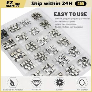 50/60/240pcs Micro USB Female SMT Socket Jack Set 5Pin Micro USB Connector SMT Connector Micro-USB Type B Female SMT Placement SMD DIP Socket Connector