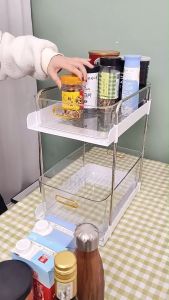 SG Drawer-Type Kitchen Cabinet Living Room Dining Table Multifunctional Storage Rack Coffee Table Storage Cabinet Snack Rack Double-Layer Cup Holder Movable Trolley Desktop Storage Shelf