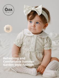 OAK FAMILY | Oak Family Summer Bubble Sleeve Baby Romper Newborn Girl Clothes One Year Old Baby Clothes Crawler Suit Pure Cotton Casual Style