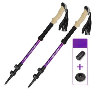 2PCS Trekking Poles Walking Sticks Alpenstock Telescopic Ultralight Premium ปรับได้ Quick Lock Hiking Cane