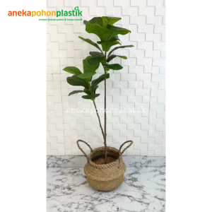 Pohon Hias Pohon Artificial Daun Ketapang X2 T100 Latex Pot Dasar Cover Purun Belly Dekorasi Studio Hiasan Balkon