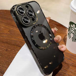 Magsafe Magnetic Absorption Phone Case for Apple 15Promax 14 16Pro Transparent Hard Shell Full Coverage Anti-Fall Metal Frame Protection