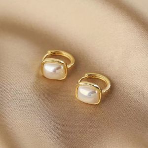 New Korean Fashion Simple Imitation Pearl Ear Buckle Womens Daily Wear Gift Jewelry Earrings