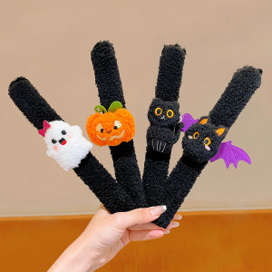 ZMONH สร้อยข้อมือตุ๊กตาฮาโลวีนรูปค้างคาวผีฟักทองพ่อวงกลมของขวัญเด็กสายรัดข้อมืออุปกรณ์ตกแต่งวันฮาโลวีน