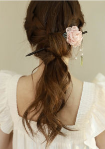 Ready Stock Chinese Style Thin Gauze Rose Flower Hairpin Coiled Hairpin Headdress Hanfu Qipao Hair Accessory Hairpin