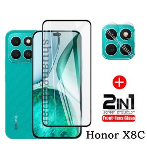 2in1 For Honor X8c tempered glass Screen Protector HonorX8c 4G 2025 Full Cover Film For HonorX8c HonorX8C X8 X8b X8a Tempered Glass Camera Lens Honor X6B X6A
