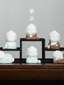 Ceramic Incense Holder JOJOS L. PD. Purple Spring Valley Three Smile Buddha Incense Stick Stand Home Decorations Window Opening