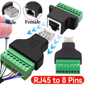 2Pcs RJ45 to 8PIN Terminal Network Adapter Male Female to 8Pin Screw Terminal Network Adapter Cable for CCTV DVR Accessories