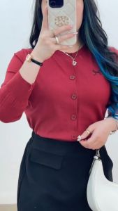 6253 Caroline Knit Cardigan Wanita Premium Coquette Cardigan