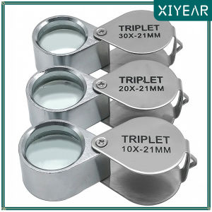 10-30X Túi Kính Lúp Kính Lúp Có Thể Gập Lại Đồ Trang Sức Cầm Tay Kim Cương Bộ Ba Thợ Kim Hoàn Mắt Kính Dụng Cụ Đọc Và Đo Lường