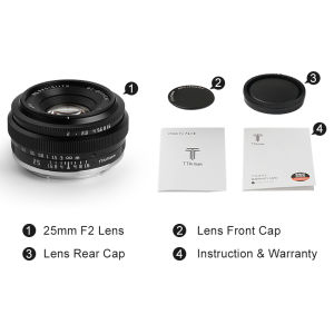 TTArtisan 25mm F2 APS-C Frame Manual Focus Prime Lens for Sony E A6000 A6400 Fuji XT30 XT4 XS10 XM5 Nikon Zfc Z8 Z9 M43 OLYMPUS