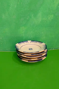 Set 5 đĩa gốm sành phết xanh 15 cm