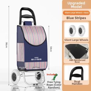 SIVASS | Portable Grocery Cart for Home Use Lightweight Folding Shopping Cart with Handle Elderly-Friendly for Stair Climbing Compact and Foldable Design
