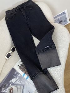 Fashionable Straight Leg Jeans Patchwork Design Slimming Nine-Piece Pants Versatile Smoke Tube Pants Womens Spring Autumn Denim