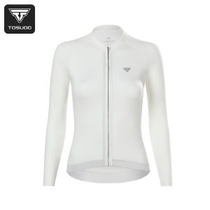 TOSUOD Woman Cycling Jersey Beige Quick-Drying Long-Sleeved Cycling Clothes Zipper With Pockets Bike Sports Coat Spring Summer