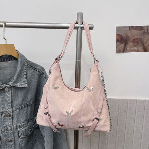 ใหม่ 2024 กระเป๋าถือขนาดใหญ่สําหรับผู้หญิงสบายซับโพลีเอสเตอร์เดี่ยวรากสายคล้องไหล่ Casual Zipper ปิดช้อปปิ้งกระเป๋ารูปร่าง