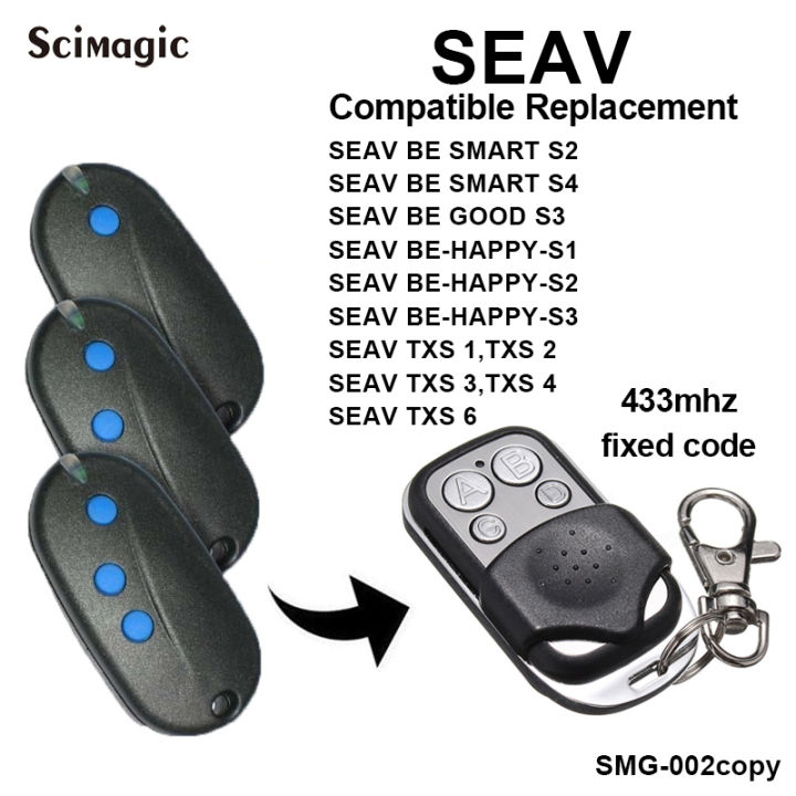 Garage Remote Control Clone for SEAV TXS1 TXS2 TXS3 TXS4 TXS6 BE HAPPY S1 S3 SMART S2 8 Dips Fixed Code 433MHz Universal