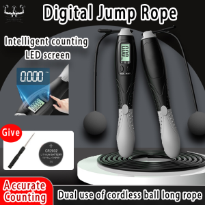 Digital Jump Rope Intelligent Counting Cordless Jump Rope Dual Mode Antislip Ropeless Fitness Digital Display Jump Rope Professional Fat Burning Fitness Weight Loss Sports 跳绳 计数跳绳