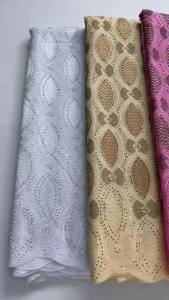2026 New Luxury Swiss Voile Cotton Lace Purple Embroidery Rhinestones African Dry Lace Fabric For Evening & Party Dresses Sewing