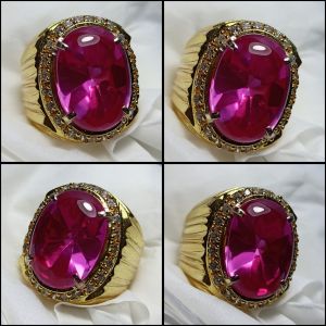 CINCIN BATU PERMATA MERAH DELIMA SIAM ROSE KRISTAL