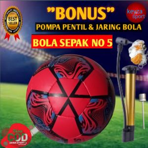 BOLA SEPAK SIZE 5 BAHAN VIU KUALITAS BAGUS (Gratis Pompa Mini Pentil Dan Jaring Bola)