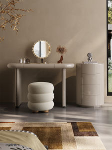 Creamy Modern Minimalist Dressing Table with Drawer