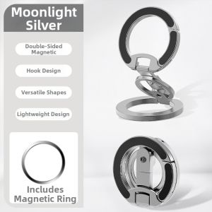 RQZN | Magsafe Magnetic Phone Stand 360 Degree Rotating Foldable Ring Holder Desk and Car Mount