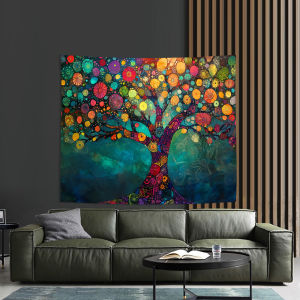 VIKAMA Tree of Life Art Tapestry Rainbow Canopy Living Room Sofa Backdrop Bohemian Home Art Room Decor