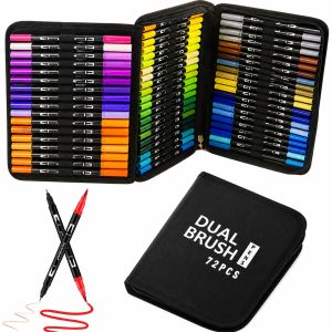 24 to 168 Colors Vibrant Double-Ended Watercolor Markers – Art Set for Drawing & Crafts Durable Plastic Bodies Christmas Gift