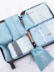 Z-Gadget⚡7/10 in 1 Set Travel Organizer Bag Luggage Packing Cubes Travel Toiletries Bag Clothes Storage Organizer Bag Pouch Set Travel Packing Clothes Storage Organizer Bag Pouch Multi Size Organizer Bag