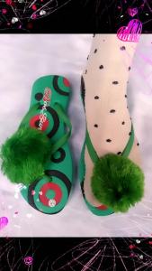 SANDAL POM-POM WANITA DEWASA/SANDAL JAPIT UBUR-UBUR PELANGI TERBRU