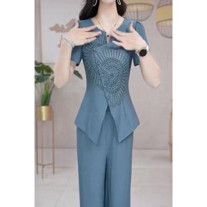 Fashionable Two-Piece Set Womens Summer New Style Sportswear Wide Leg Pants Pure Color Top Trendy Chic Outfit Casual Wear