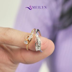 MEILYN Cincin Lapis Emas Mata Baris 2 Simpul Cantik All Series