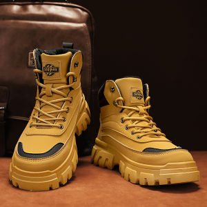 Mens High-Top Waterproof Anti-Slip Outdoor Sports Climbing Shoes Work Safety Martin Boots Autumn Spring Youth Trend Korean Style