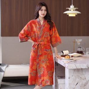 Mens Pure Cotton Terry Bathrobe Home Wearable Bath Kimono Adult Size Swimming Home Bathing Traditional Chinese Style Robe